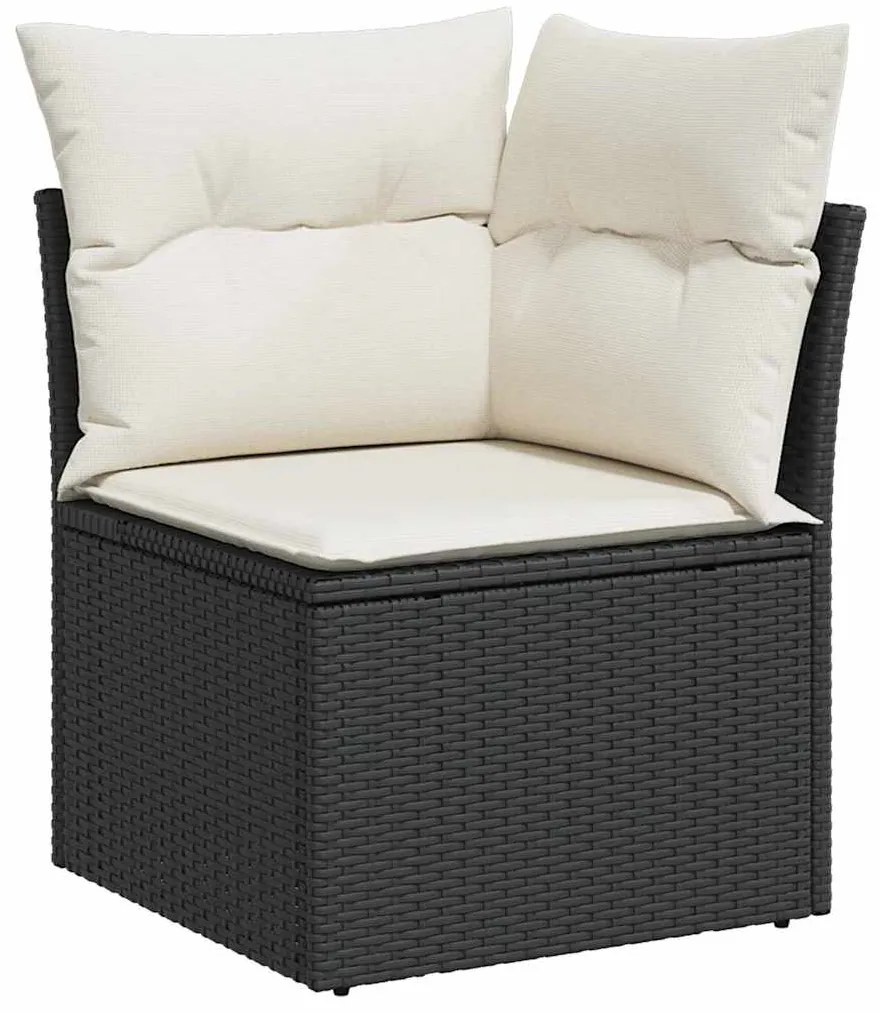 vidaXL Σετ Κήπου 9 Τεμαχίων  με Μαύρα Μαξιλάρια Poly Rattan Acacia