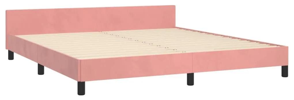 Πλαίσιο Κρεβατιού με Κεφαλάρι Ροζ 180x200 εκ. Βελούδινο - Ροζ