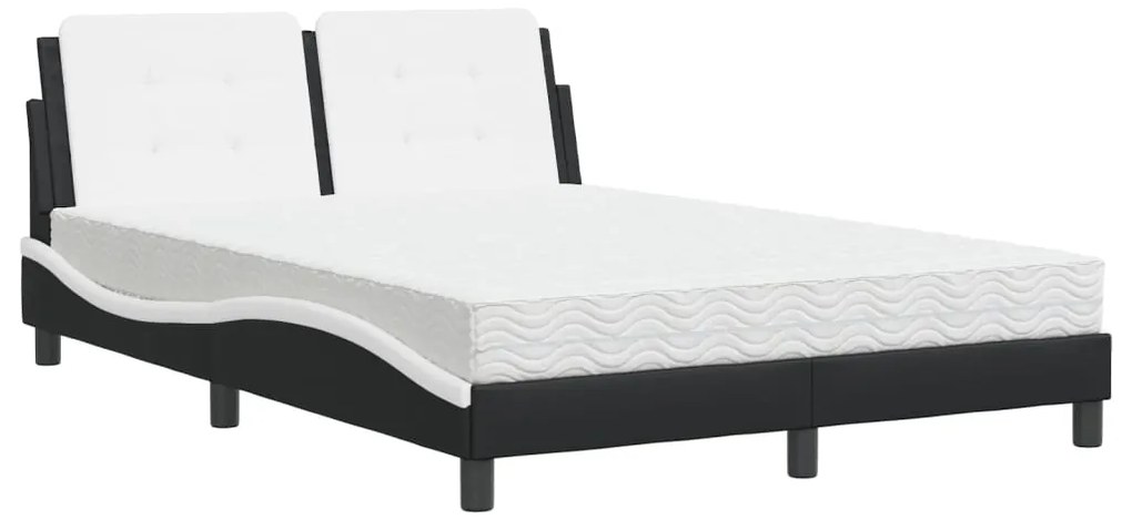 vidaXL Σκελετός Κρεβατιού Χωρίς Στρώμα Zadar Μαύρο/Λευκό 140x190 εκ. από Συνθετικό Δέρμα