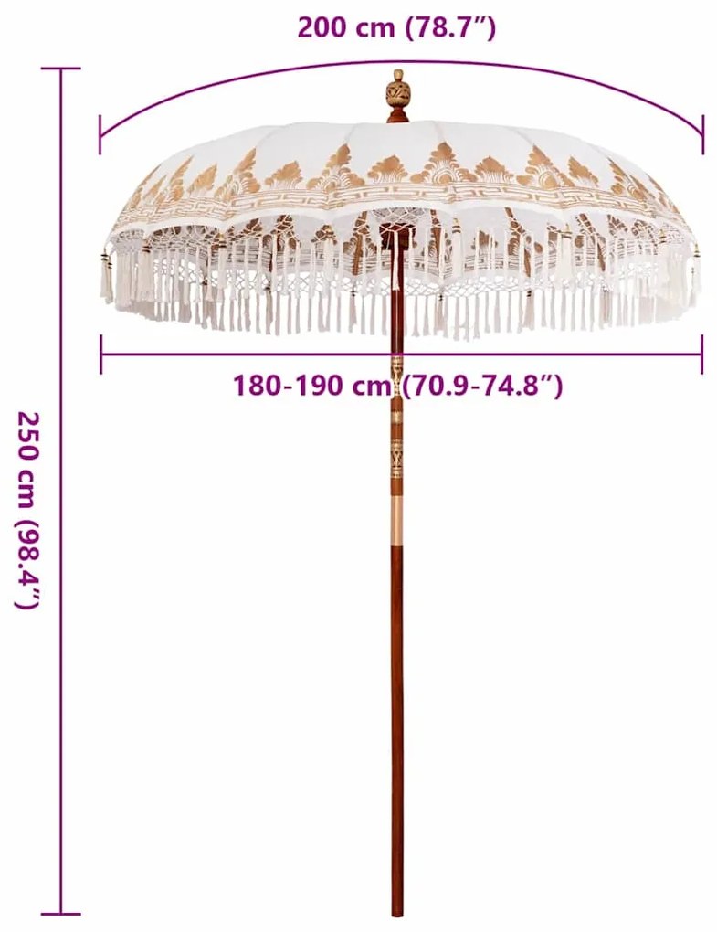 vidaXL Ομπρέλα ηλίου Κρεμ 180-190 εκ