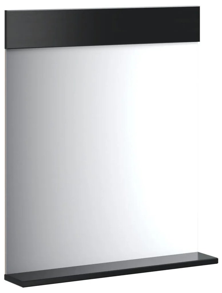 vidaXL Καθρέφτης Μπάνιου με Ράφι BERG Μαύρο 60x12x70 εκ. Μασίφ Ξύλο
