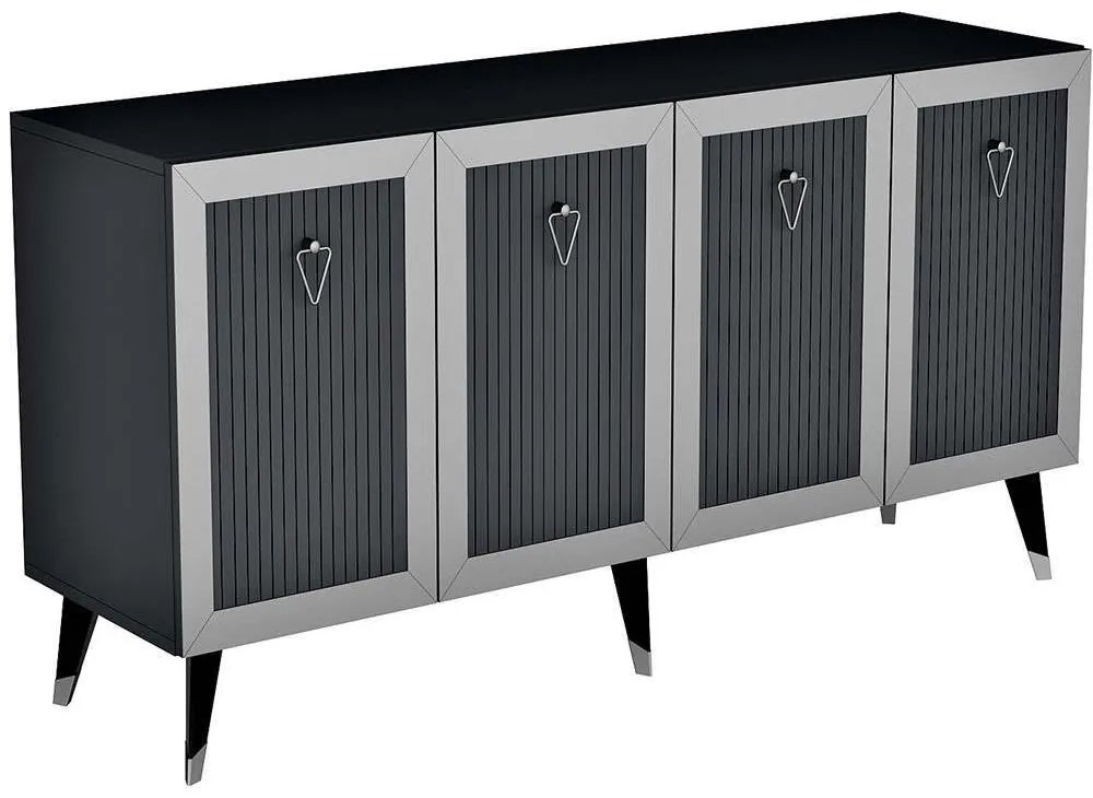 Μπουφές Bare 475OLV1734 150x40x80cm Anthracite-Silver Particle Board, Melamine