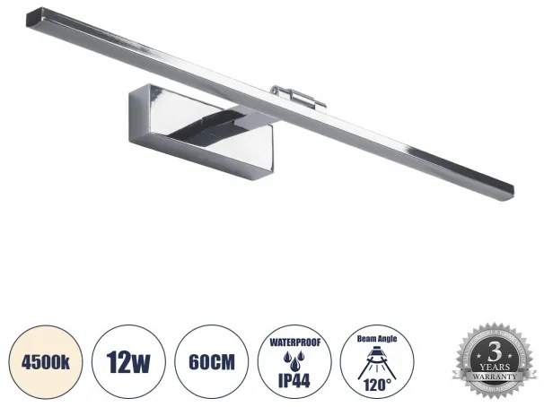 Απλίκα Καθρέπτη Μπάνιου LED 12W 1400lm ELLIS Globostar 60445 Νίκελ Ματ