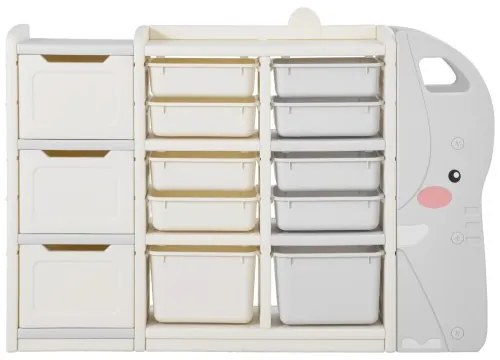 VEVOR 4-Tier Kids Toy Storage with 10 Plastic Movable Bins Elephant-Shape