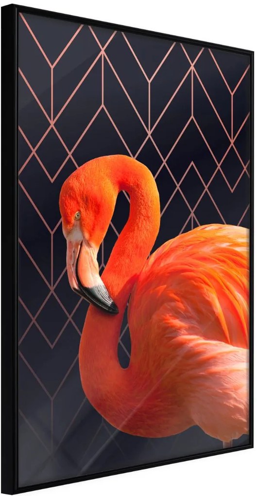 Αφίσα - Orange Flamingo - 30x45 - Μαύρο - Χωρίς πασπαρτού