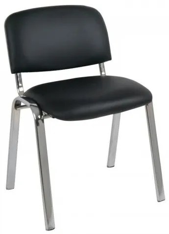 SIGMA Καρέκλα Στοιβαζόμενη Γραφείου Επισκέπτη, Χρώμιο, PVC Μαύρο ΕΟ550,11W