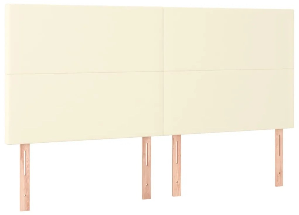 vidaXL Κρεβάτι Boxspring με Στρώμα Κρεμ 200x200 εκ. Συνθετικό Δέρμα