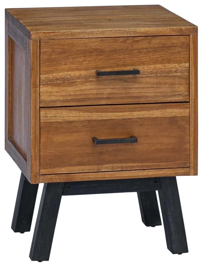 vidaXL Κομοδίνο με συρτάρι Φυσικό 40 x 35 x 55 εκ Στερεό Ξύλο Τίκ