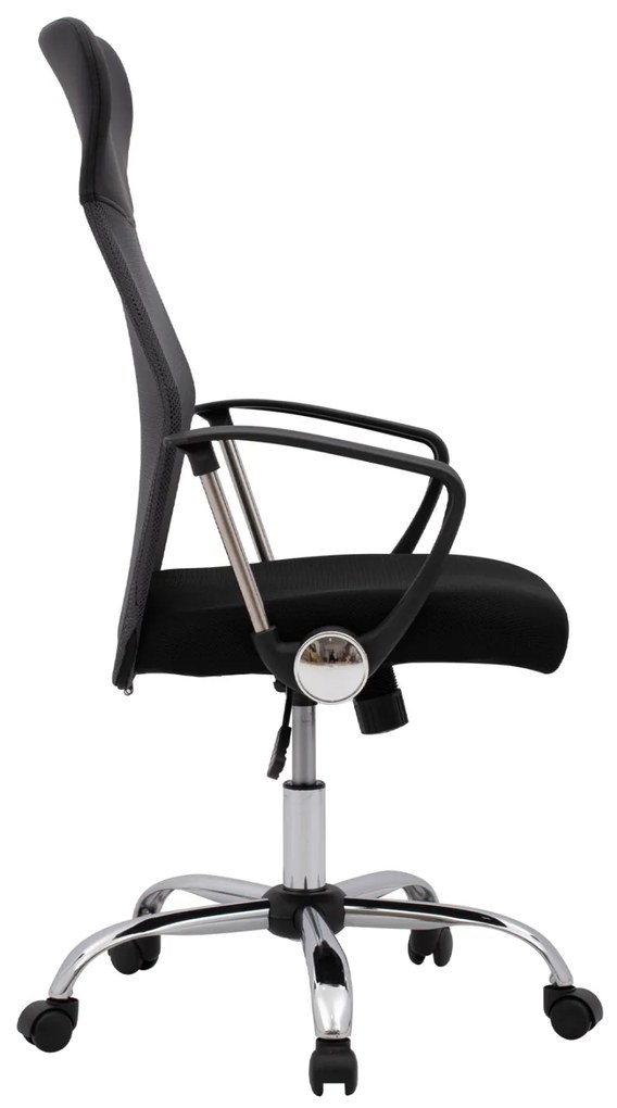 ΚΑΡΕΚΛΑ ΓΡΑΦΕΙΟΥ CABLE HM1000.10 ΜΑΥΡΟ ΓΚΡΙ MESH ΠΟΔΙ ΧΡΩΜΙΟΥ 61x58x118 εκ.