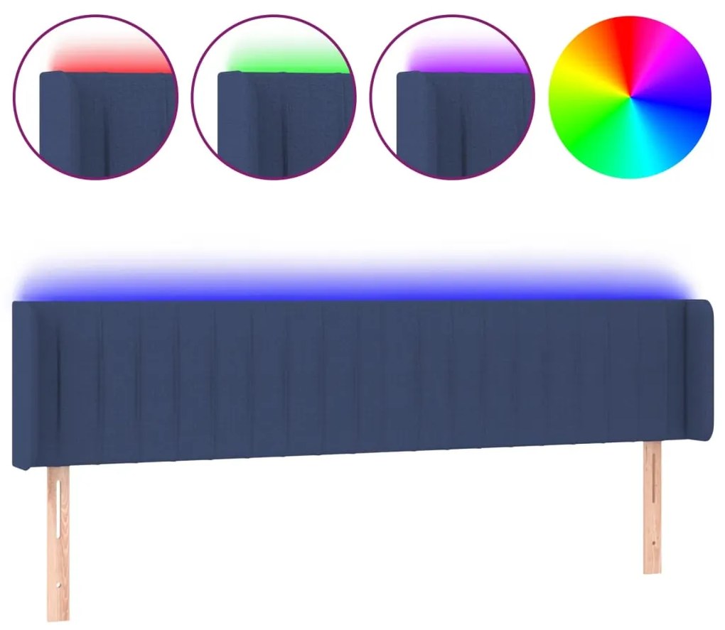 vidaXL Κεφαλάρι Κρεβατιού LED Μπλε 163x16x78/88 εκ. Υφασμάτινο