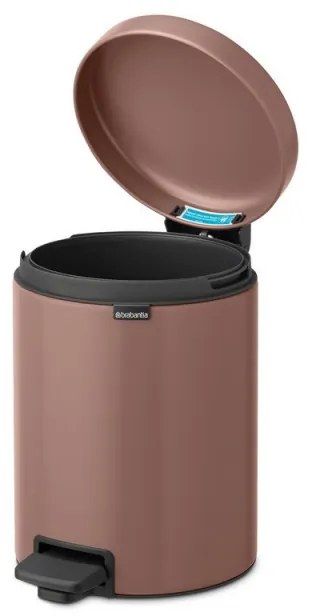 Κάδος με πεντάλ Brabantia NewIcon 1008841, 5 L, Ομαλό κλείσιμο, Αντιολισθητική βάση, Σατινέ φινίρισμα, Καφέ