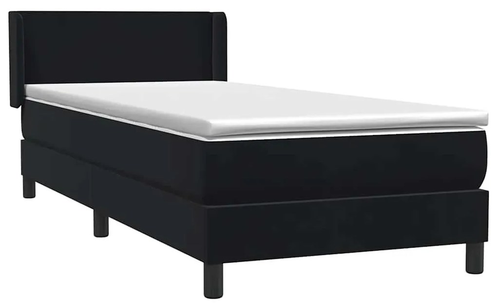 Box Spring Κρεβάτι με στρώμα Μαύρο 100x220 εκ. Βελούδινο - Μαύρο