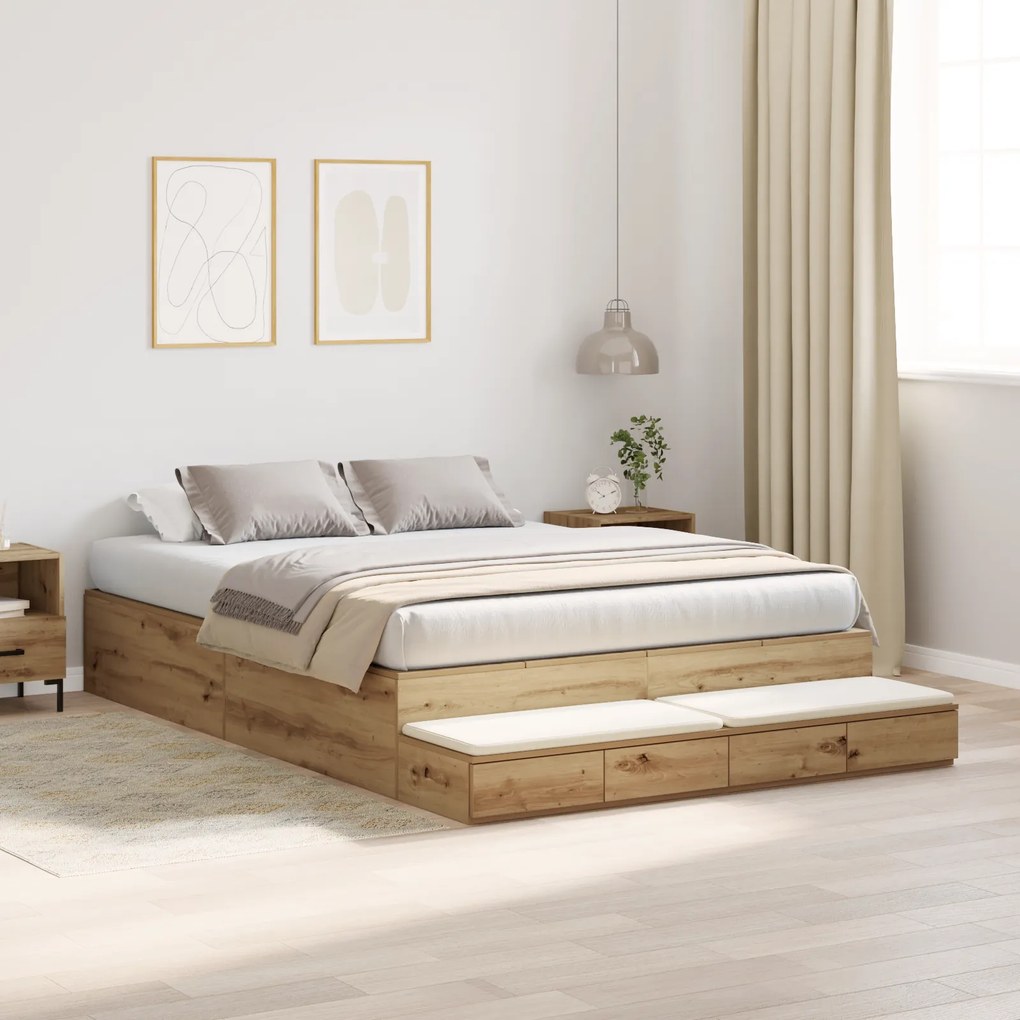 vidaXL Κρεβάτι Αποθήκευσης Artisan Oak 160x200 εκ