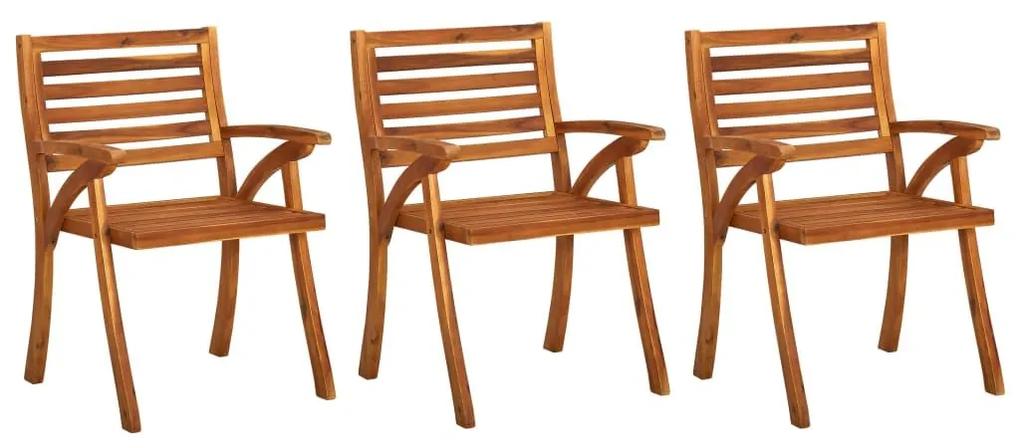Καρέκλες Τραπεζαρίας Κήπου 3 τεμ Μασίφ Ξύλο Ακακίας + Μαξιλάρια - Μπεζ