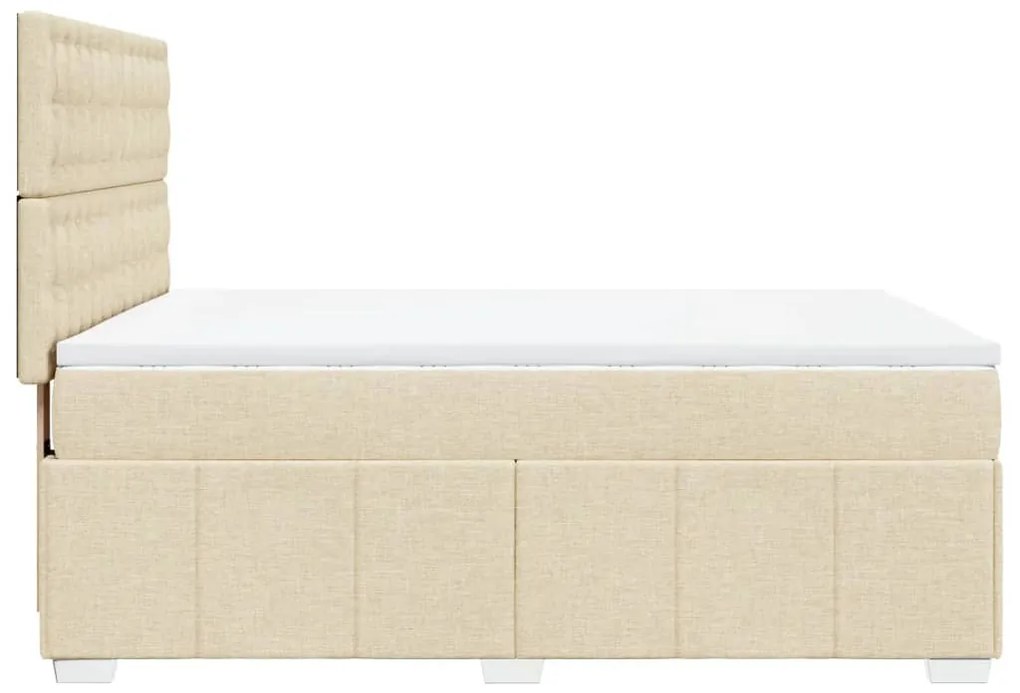 Κρεβάτι Boxspring με Στρώμα Κρεμ 160x200 εκ. Υφασμάτινο - Κρεμ