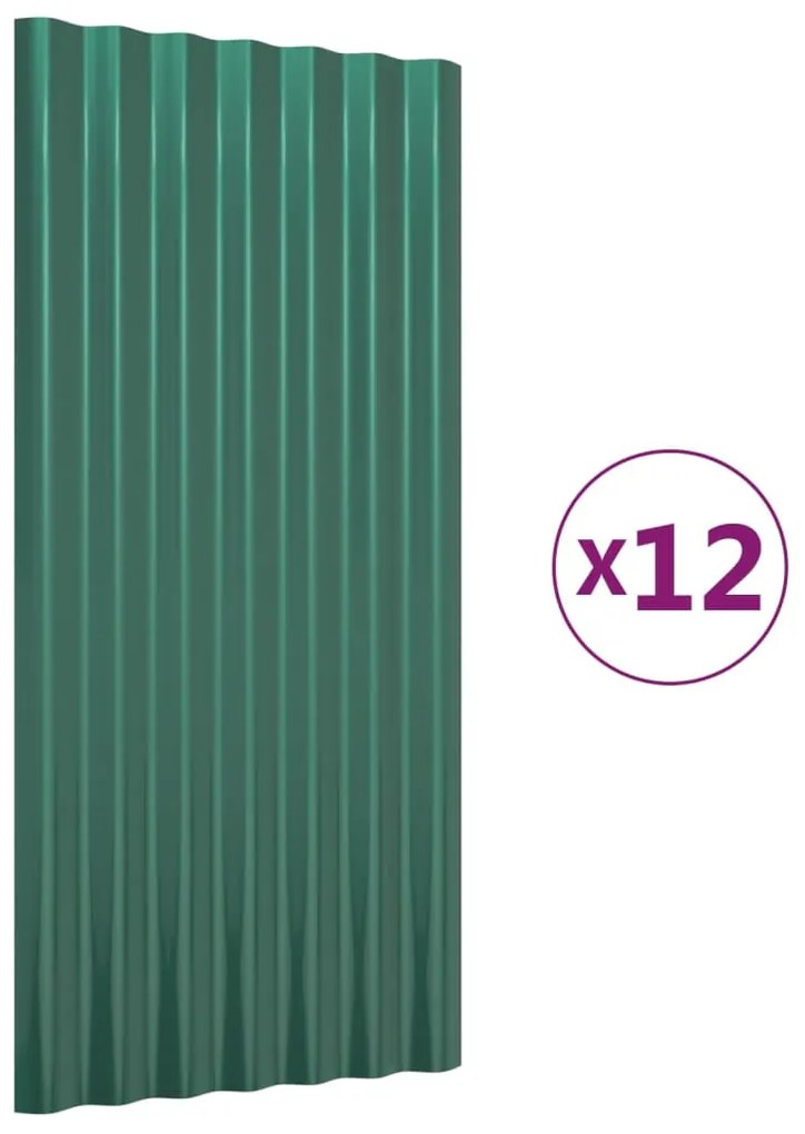 vidaXL Πάνελ Οροφής 12 τεμ. Πράσινα 80x36 εκ. Ατσάλινα με Ηλεκτρ. Βαφή