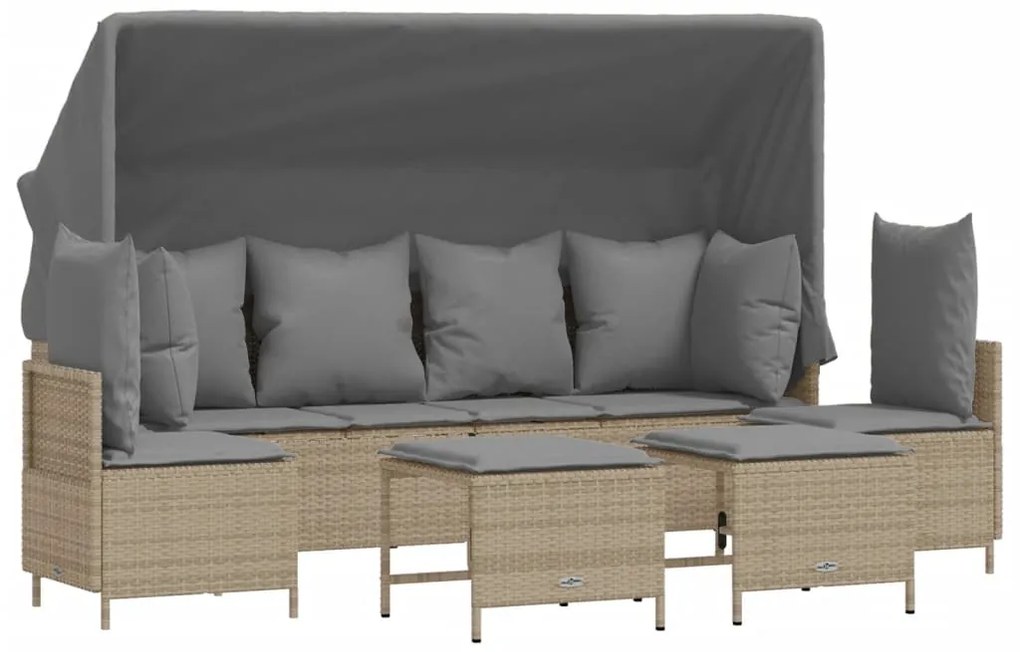 vidaXL Σετ Καναπέ Κήπου 5 τεμ. Μπεζ Συνθετικό Ρατάν με Μαξιλάρι