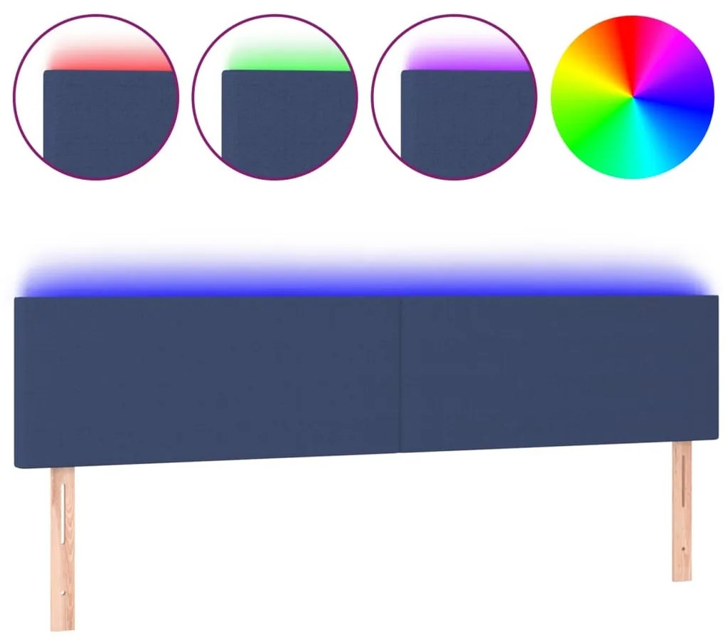 Κεφαλάρι Κρεβατιού LED Μπλε 160x5x78/88 εκ. Υφασμάτινο 3121344