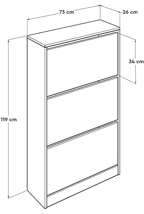 Παπουτσοθήκη Flat Duo Megapap 18 ζεύγων σε χρώμα λευκό 73x26x119εκ.