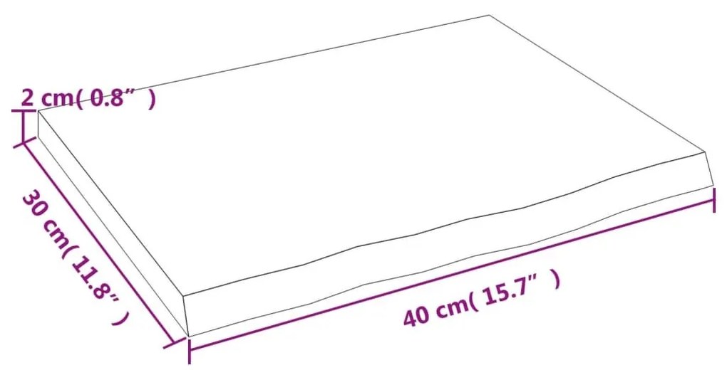 Πάγκος Μπάνιου Αν. Καφέ 40x30x2 εκ. Επεξεργ. Μασίφ Ξύλο - Καφέ