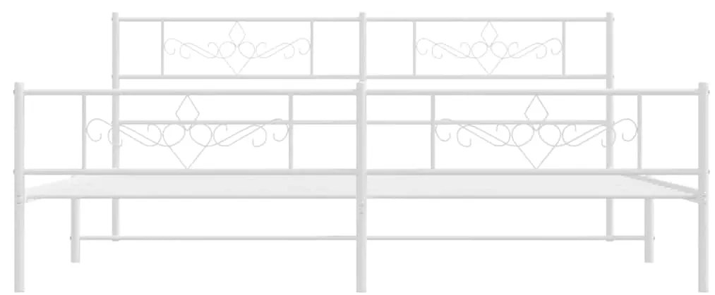vidaXL Πλαίσιο Κρεβατιού με Κεφαλάρι&Ποδαρικό Λευκό 183x213εκ. Μέταλλο