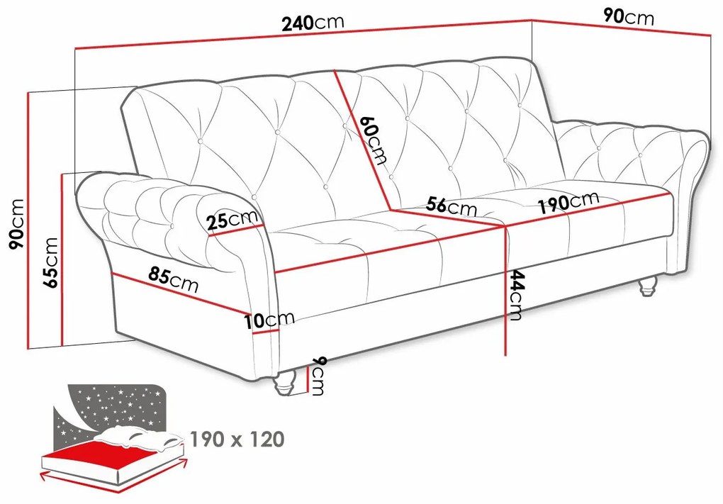 Καναπές κρεβάτι Columbus 209, Αποθηκευτικός χώρος, 90x240x90cm, 69 kg, Πόδια: Ξύλο | Epipla1.gr