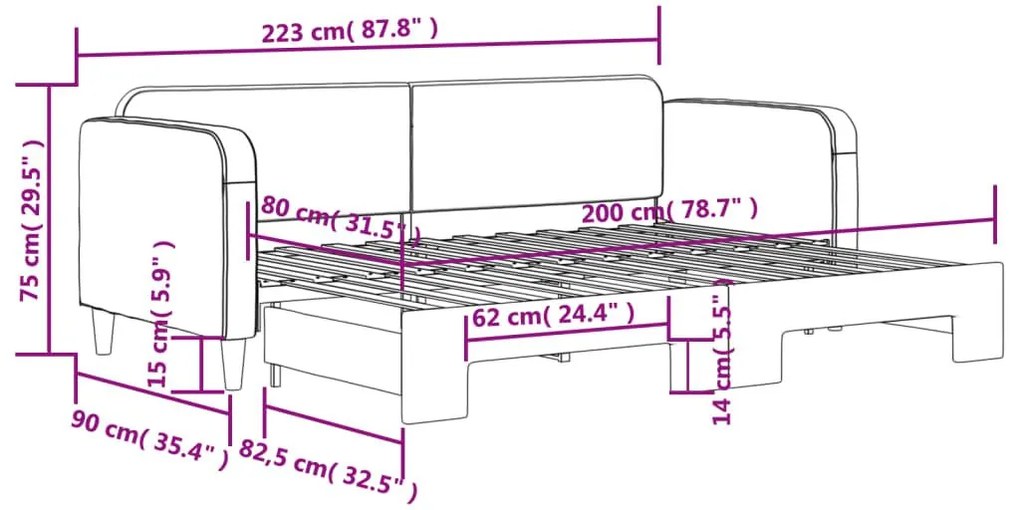 Καναπές Κρεβάτι Συρόμενος Taupe 80 x 200 εκ. Υφασμάτινος - Μπεζ-Γκρι