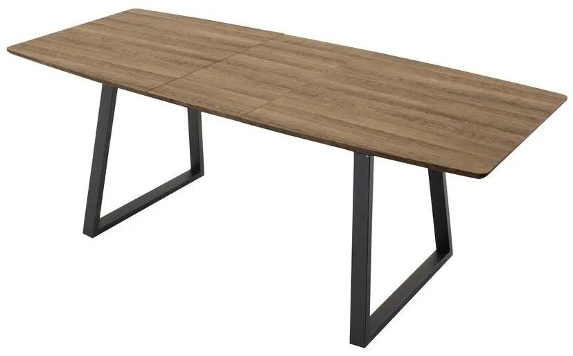 Τραπέζι Dallas 172, Καφέ, Μαύρο, 75x85x160cm, 42 kg, Επιμήκυνση, Ινοσανίδες μέσης πυκνότητας, Μέταλλο | Epipla1.gr