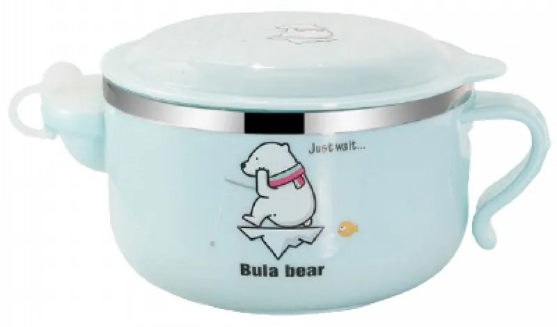 Μπωλ Φαγητού Με Καπάκι 450 ml Για Παιδιά 6μηνών+ Light Blue 1 τμχ Metal, Plastic