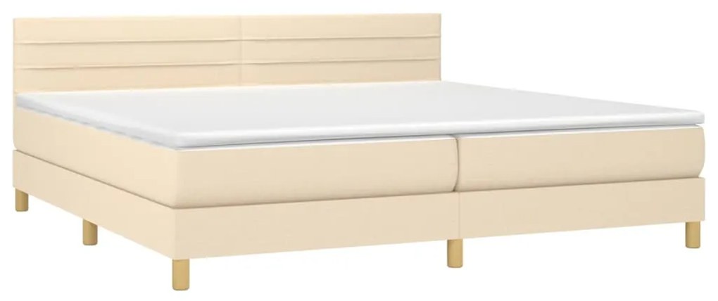 Κρεβάτι Boxspring με Στρώμα Κρεμ 200x200 εκ. Υφασμάτινο - Κρεμ