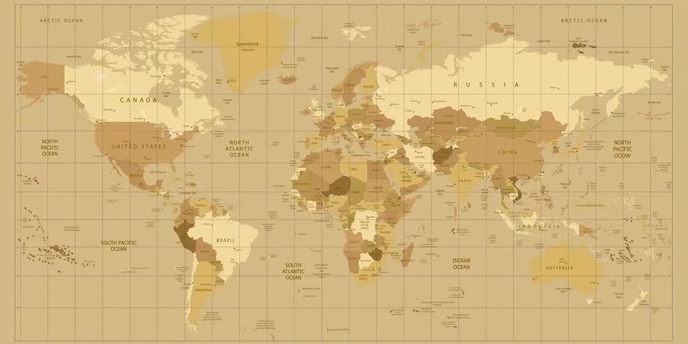 Εικόνα στον παγκόσμιο χάρτη φελλού σε μπεζ απόχρωση - 100x50  peg