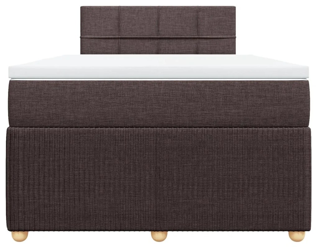 Κρεβάτι Boxspring με Στρώμα Σκούρο Καφέ 120x190 εκ Υφασμάτινο - Καφέ