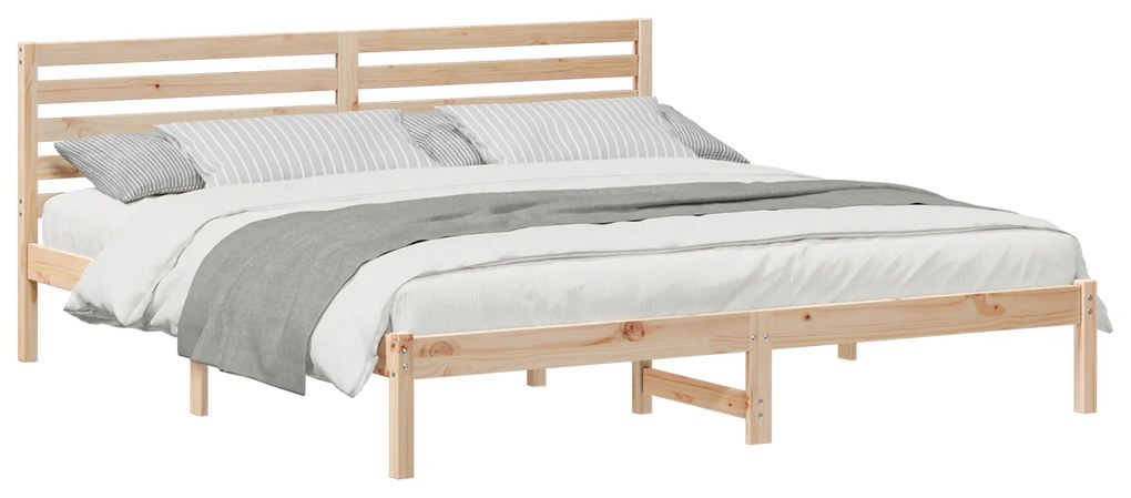 vidaXL Σκελετός Κρεβατιού Καφέ 200 x 200 cm Συμπαγές ξύλο πεύκου