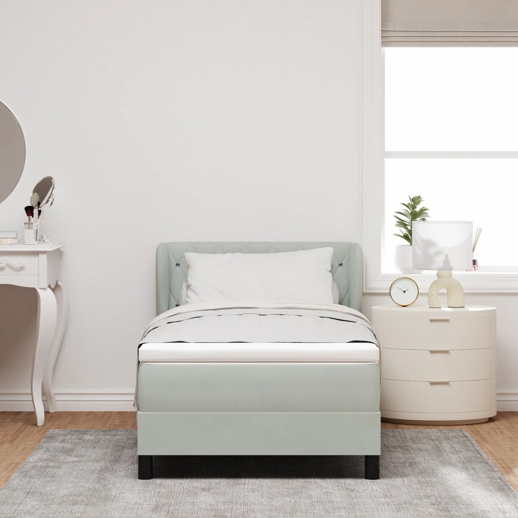 vidaXL Κρεβάτι με Στρώμα Light Grey 90x200 cm από Βελούδο