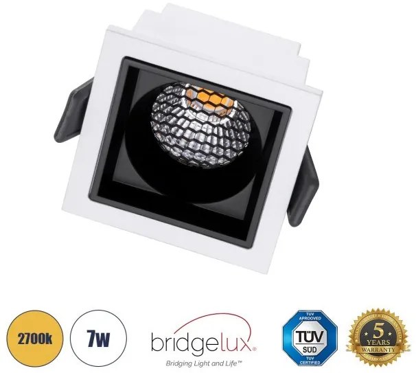 Χωνευτό Σποτ Downlight LED TrimLess 7W Λευκό-Μαύρο Θερμό 2700K PLUTO-S 60265 Globostar-60265-Λευκό 60265
