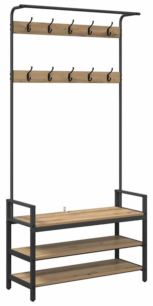 vidaXL Κρεμάστρα artisan δρυς 95 x 34 x 184 εκ Επεξεργασμένο ξύλο