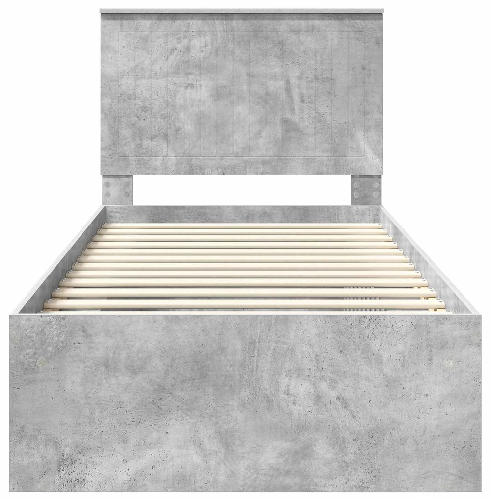 vidaXL Σκελετός Κρεβατιού Σκυρόδεμα 90 x 200 cm Στερεά ξυλεία πεύκου
