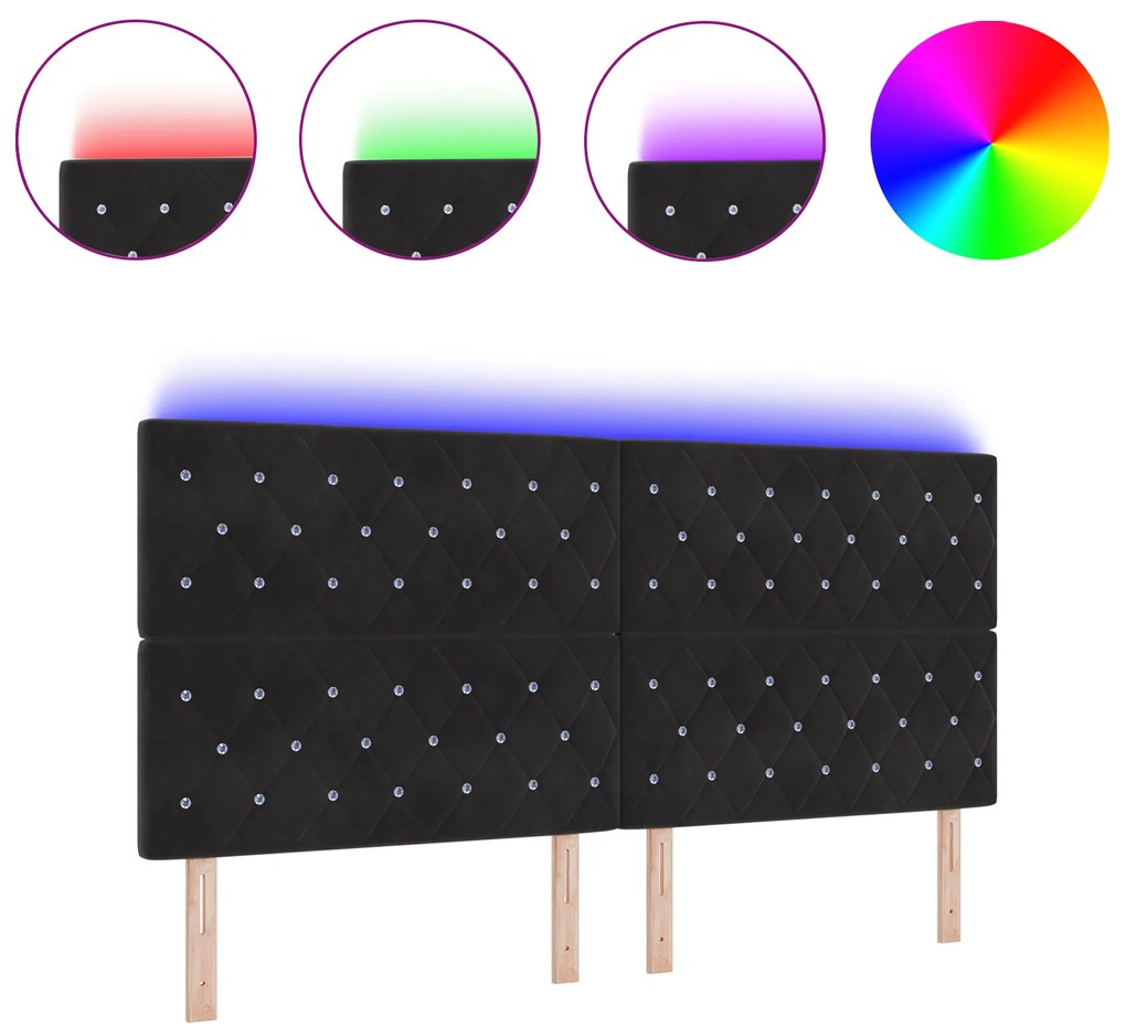 vidaXL LED Κεφαλή Μαύρη 100 εκ Βελούδινη