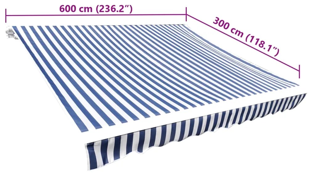 vidaXL Τεντόπανο Μπλε & Λευκό 6 x 3 μ. Καραβόπανο (Χωρίς Πλαίσιο)