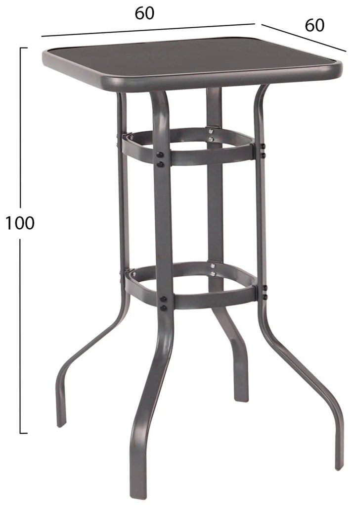 Σετ Κήπου Μπάρ LAURA 3 τεμ Μαύρο Μέταλλο &amp; Αλουμίνιο