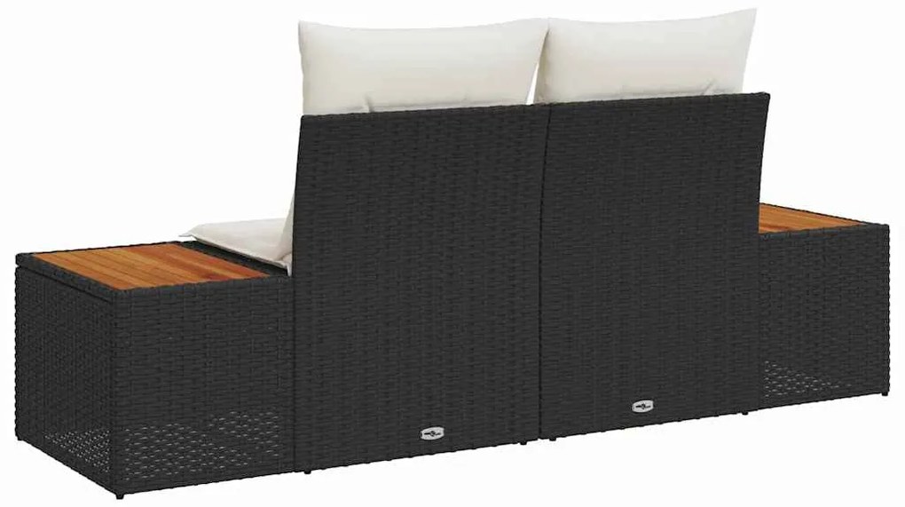vidaXL Καναπές Κήπου Μαύρο 184 x 62 x 85εκ συνθετικό ρατάν