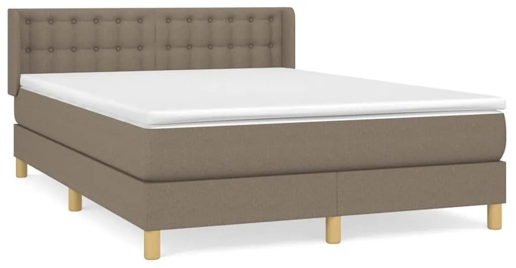 Κρεβάτι Boxspring με Στρώμα Taupe 140x200 εκ. Υφασμάτινο - Μπεζ-Γκρι