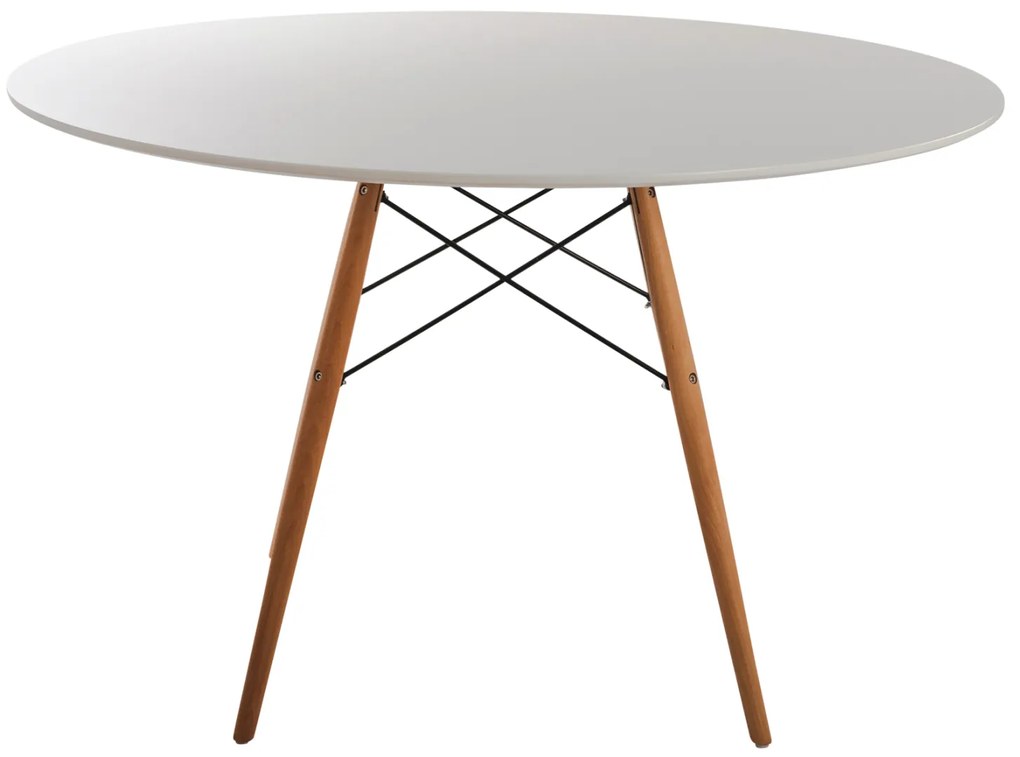 ΤΡΑΠΕΖΙ MINIMAL ΣΤΡΟΓΓΥΛΟ HM8454.01 MDF ΣΕ ΛΕΥΚΟ-ΠΟΔΙΑ ΟΞΙΑΣ ΣΕ ΦΥΣΙΚΟ Φ120Χ75Υεκ.