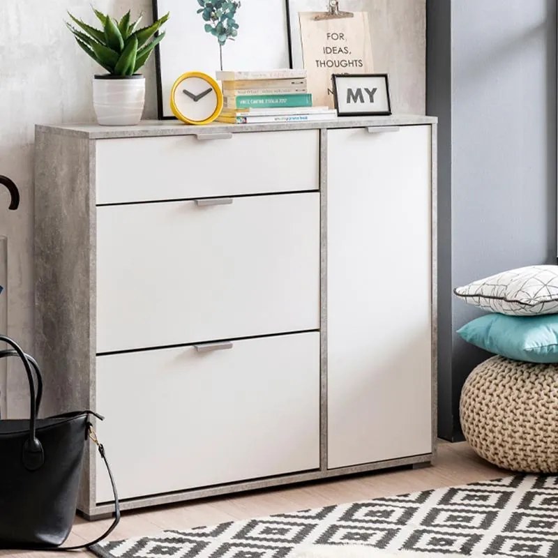 Παπουτσοθήκη Arco 2 Γκρί Concrete - Λευκό 102x33x94,5 εκ. 102x33x94.5 εκ.