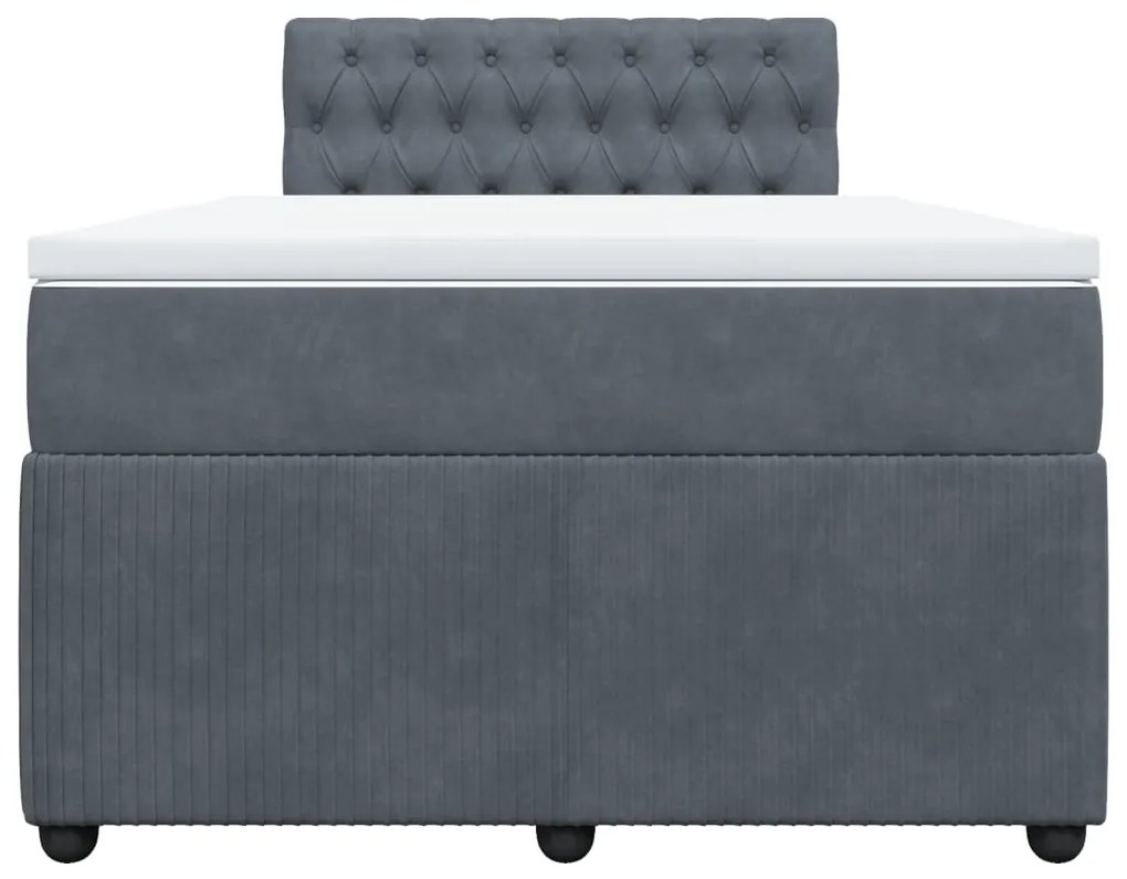 vidaXL Κρεβάτι Boxspring με Στρώμα Σκούρο Γκρι 120x200 εκ. Βελούδινο