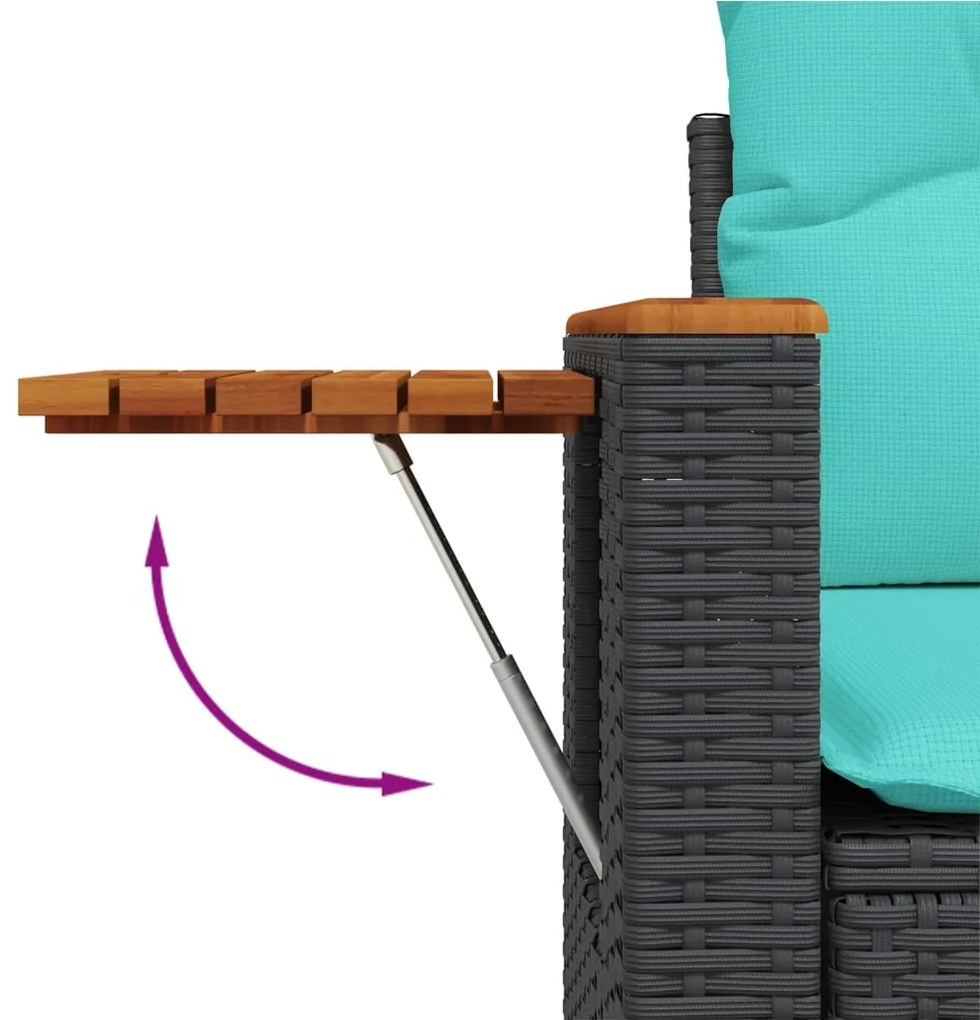 vidaXL Καναπές Σετ 7 Τεμαχίων Μαύρο Συνθετικό Ρατάν με Μαξιλάρια