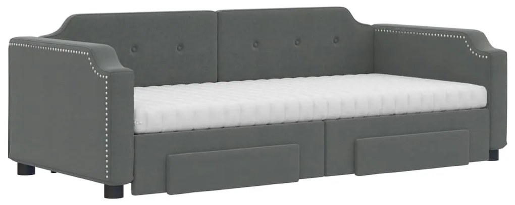 vidaXL Καναπές Κρεβάτι Συρόμενος Σκ. Γκρι 80x200 εκ. Ύφασμα &amp; Συρτάρια