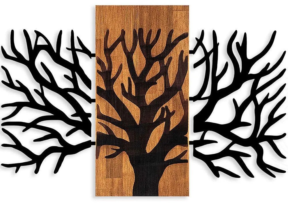 Διακοσμητικό Τοίχου Horn Tree 899SKL2462 59x96cm Walnut-Black Wallity Metal,Wood