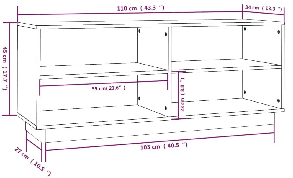 Παπουτσοθήκη 110 x 34 x 45 εκ. από Μασίφ Ξύλο Πεύκου - Καφέ