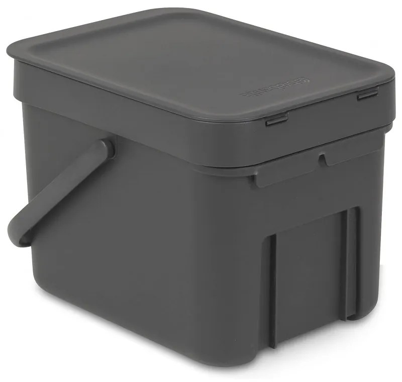 Brabantia Sort&Go κάδος χωριστής συλλογής απορριμμάτων 648974, 6 l, Χειρολαβή, Επιτοίχιος, Σκούρο γκρι
